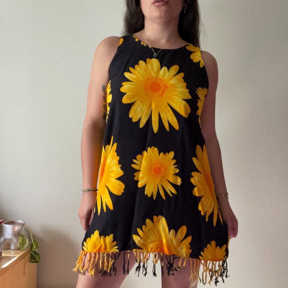 90s vintage sunflower dress boho fairy grunge festival